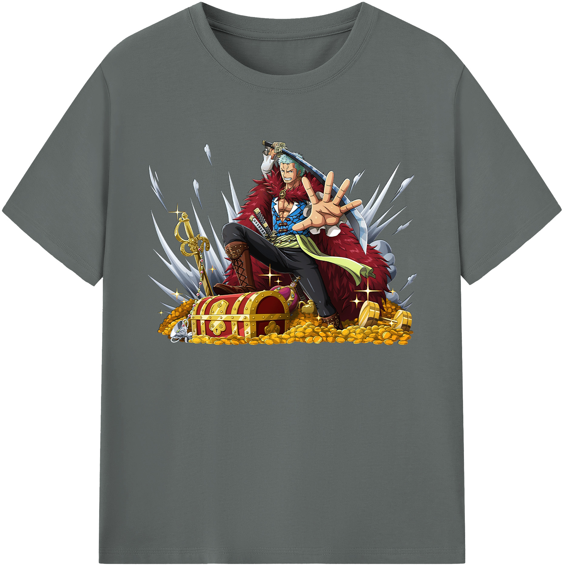 ワンピース ロロノア・ゾロ ONE PIECE Roronoa Zoro 綿100％ メンズ半袖Tシャツ｜肌触りやわらか＆通気性